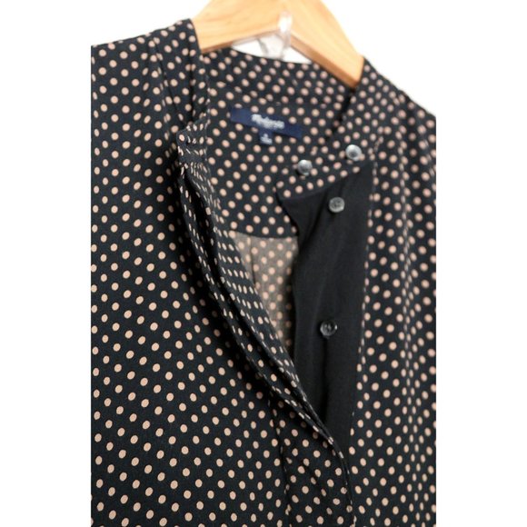 Madewell Black Cream Polka Dot 100% Viscose Long Sleeves Tunic Shirt Dress S - Picture 12 of 14